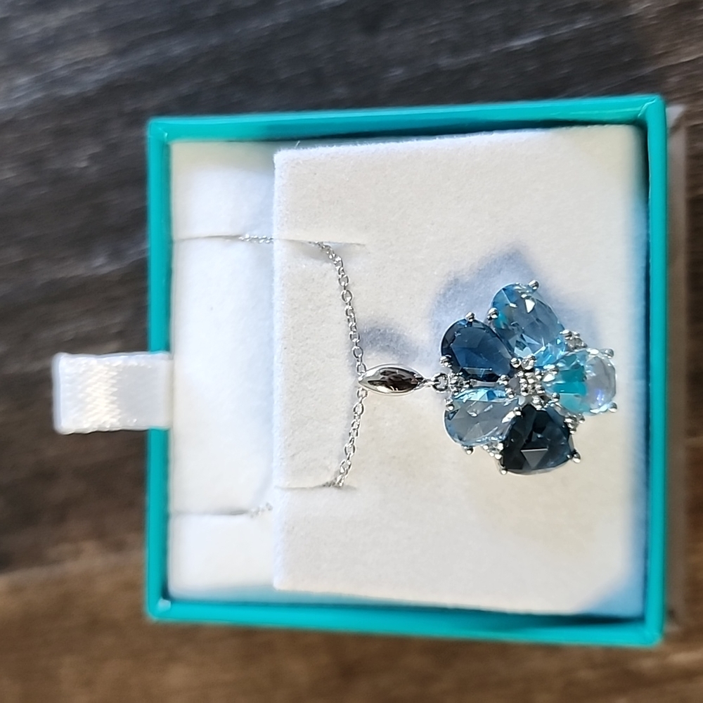 Effy 14k diamond, blue topaz pendant